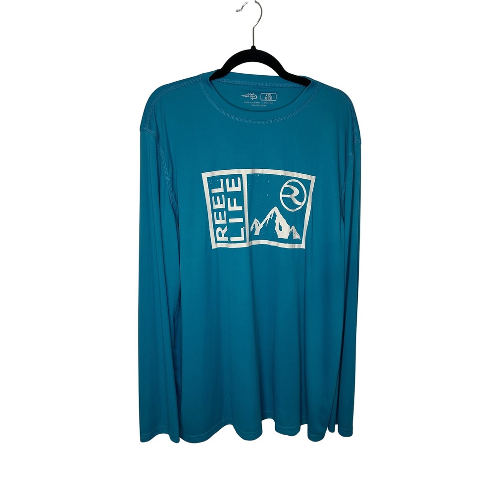 Reel Life Mens XXL Long Sleeve Performance Fishing T Shirt Teal‎ Green